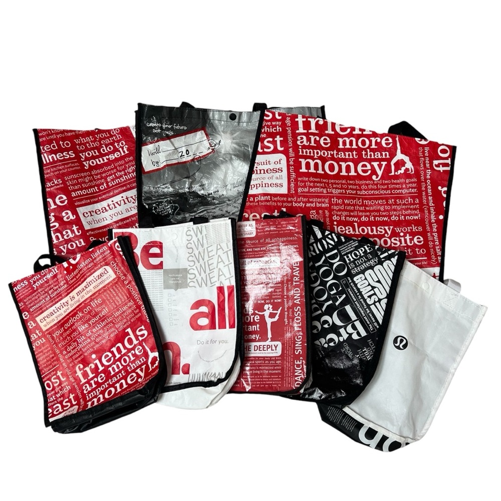 DIY Lululemon Bundle of Eight Reusable Logo Shopping Damaged Rehab Bags